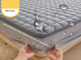(Sky gray 180cm*200cm) Cotton-Padded Waterproof Mattress Protector, Dust-Proof Bed Cover (Without 27138489