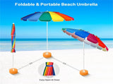 8 Ft Beach Umbrella With UV Protection 16-Ribbed Windproof Frame 72593657