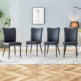 Modern Black PU Chair Set - Four Pieces, The backrest has a vertical and smooth line design.Suitable W1151P268762