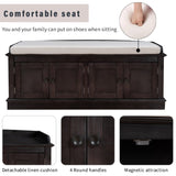 Storage Bench with 4 Doors and Adjustable Shelves, Shoe Bench with Removable Cushion for Living 59969562