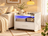 2PCS Nightstands Particleboard & Melamine-Faced Storage Cabinet with 2 USB Ports 35618343