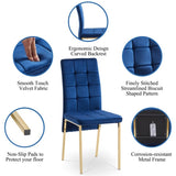 Dark Blue Velvet High Back Nordic Dining Chair Modern Fabric Chair with Golden Color Legs, Set Of 4 W116465064