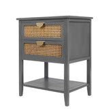 2 Drawer Side table,Naturel Rattan,End table,Suitable for bedroom, living room, study W68858074