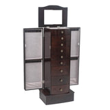 ZNTS Jewelry Cabinet Box Storage Chest Necklace Wood Walnut Stand Organizer 28727290