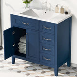 ZNTS 36" Bathroom Vanity with Sink Combo, Blue Bathroom Cabinet with Drawers, Solid Frame and MDF Board 11515323