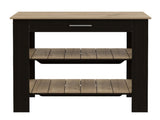 Kitchen Island 37" H, Two Open Storage Shelves, One Drawer, Four Legs,Towel Hanger, Black / Light B097132959
