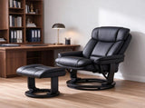 PU Leather Recliner Chair with Ottoman, 10-Point Vibration Massage & Swivel Armchair, Black 96760156