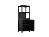 A 52-foot-tall black linen tower bamboo storage cabinet, suitable for main living spaces such as W2207P327623