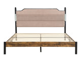 Queen Bed Frame , Upholstered headboard with Charging and Touch sensitive LED Lights, Under Bed W311P416222