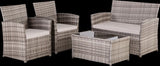 4 Piece Outdoor PE Wicker Furniture Set, Patio Gray Rattan Sectional Sofa Couch with Washable T2712P306831