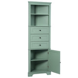 ZNTS Green Triangle Tall Cabinet with 3 Drawers and Adjustable Shelves for Bathroom, Kitchen or Living WF306469AAG