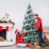 7.5 FT Artificial Snow Tipped Christmas Tree with DIY 350 Warm Lights Remote Control, Hinged Xmas 88889433