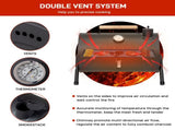 Portable Charcoal Grill with Thermometer & Wooden Handle, Compact Tabletop Barbecue Grill for 76168663