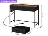 Industrial Console Table with Charging Station, 31.5 Inch Narrow Entryway Table with 2 Fabric 73741676