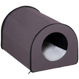 ZNTS Dome Heated Cat House Portable and Waterproof Pet Shelter for Kitty in Winter, Brown 18507486