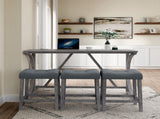 Bar Table Set with Power Outlet, Bar Table and Chairs Set, 4 Piece Dining Table Set, Industrial 84493124