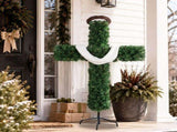 5FT Green Cross-Shaped Christmas Tree with Scarf & Headband, PVC 446 Tips, DIY 100 Warm White LED 03461408