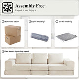 108'' Modular Sectional 3-Seater Cloud Sofa,Corduroy Convertible Sofa Bed ,living room. 05661537
