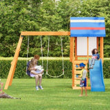 Wooden Outdoor Swing Set 3 in 1 Swing Set outdoor Children's Playset with Slide , 2 Swings and N719P255692C