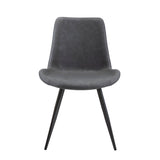 Modern Design Dining Chairs 2pc Set Gray Faux Leather Upholstery Black Metal Legs Kitchen Dining B011P238922