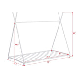 Metal Twin Size House Platform Bed with Triangle Structure, White WF307193AAK