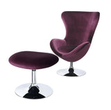 ZNTS Purple Flannelette Fabric Accent Chair w Ottoman Contemporary Modern Living Room Furniture Chic High B011P214555