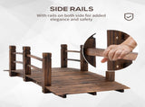 Fir Wood Garden Bridge Arc Walkway with Side Railings for Backyards, Gardens, and Streams, Stained W2225142629