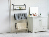 Towel Stand Ladder with Bathroom Storage Shelf, Black 91618520