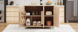 K&K 51.2"W Ash Veneer Solid Wood Handwoven Island with Drop Leaf, Coastal N707P207916Y