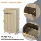 10-Gallon Woodgrain Tilt-Out Trash Can Cabinet with Wave-Textured Drawer & Pull-Out Bin 42935514