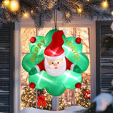 4 FT Lighted Christmas Santa with Wreath Broke Out from Window, Large Blow Up Hanging 03080234
