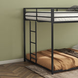 ZNTS Adam Sturdy Full over Full Bunk Bed Metal Black for Kids and Adult, Low Profile Full over full bunk B083P170088