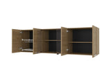 Lydia Wall Cabinet kitchen in Melamine wit 4 Doors and Glass Storage, Natural Oak B128P287519