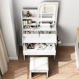 Fashion Vanity Desk with and Lights for Makeup with hair dryer holder and Chair, Vanity W509P173273