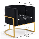 Upholstered Velvet Accent Chair with Golden Metal Stand,Mid-Century Living Room Leisure Chair with W2186137441