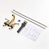 2 Handle 4 Inch Centerset Bathroom Sink Faucet with Pop-Up Drain, Brushed Gold W122460801