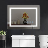 ZNTS 32x24inch Glossy Brushed Silver 3000-6000K LED Bathroom Mirror With Lights,Anti-Fog Dimmable Lighted W2091126985