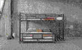 L-shaped Metal Twin over Full Size Bunk Bed, Black N709P196510B