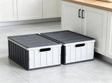 2-Pack 65L Collapsible Storage Bins with Lids, Stackable with Handles, Holds 84 lbs Each, Heavy Duty 54964199