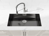 Kitchen Sink, 27x19 Single Bowl, Undermount Handmade Sink in Black, with US Standard Drain and 90694307