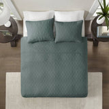 3 Piece Reversible Bedspread Set Balsam Green Queen B035P266673
