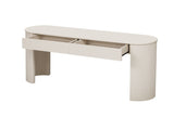 TREXM Entryway Table with Fluted Design, Modern Console Table with Storage, Oval Top and 2 Drawers N715P233435A