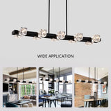 Rectangle Chandelier for Dining Room, 8-Light Black Farmhouse Linear Pendant Light Fixture, Modern W1592P232225