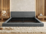 Queen Size Compression Bed Dark Grey Upholstered Platform Bed Frame with Headboard, VacuumSealed W3975P544605