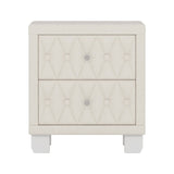 Elegant Velvet Nightstand with 2 Drawers and Crystal Handle, Storage Bedside Table with N733P210398A