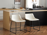 (Set of 2) Vintage Style 24-Inch Armless Industrial Faux Leather Counter Stool with Metal Legs and N780P170743C