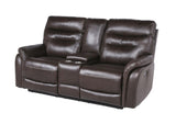 Contemporary Recliner Console Loveseat - Coffee or Wine Color Options - Power Reclining, B081109560