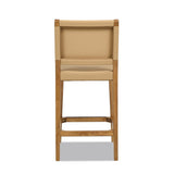 Pierre 26" Farmhouse Saddle Kitchen Island Counter Stool with Back, Sunkissed Beige Leather & B2719P238396