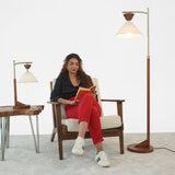Contemporary Floor Lamp Zensa Brown Floor Lamp 110V, Standing Light for Living Room Centerpiece, B183P315130