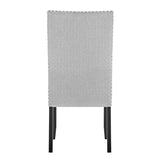 Modern Look 2pc Light Gray Finish Side Chair Fabric Full Back Upholstered Seat Nailhead Trim Accent B011P228162